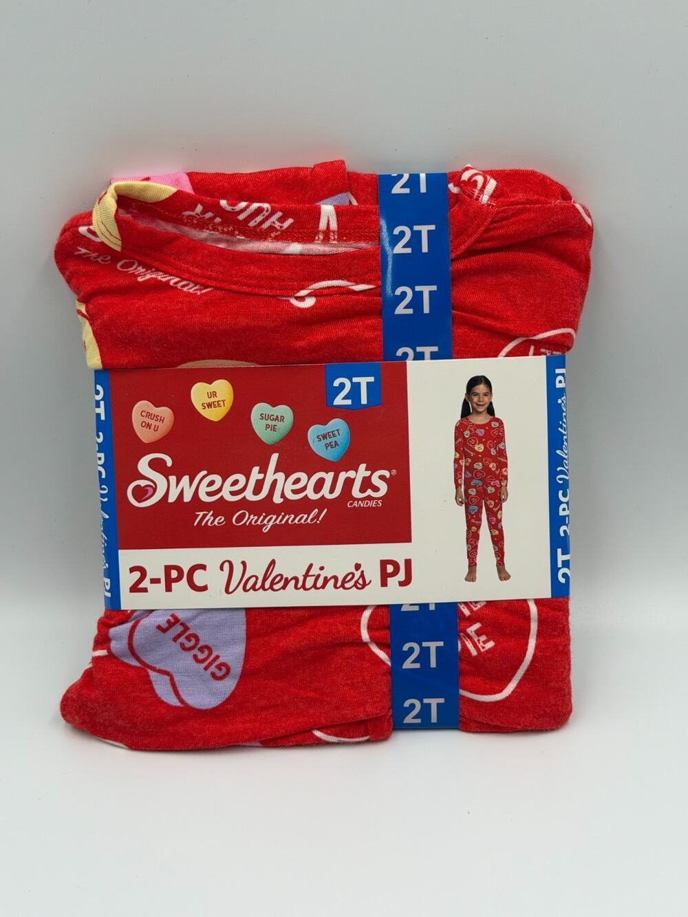 NWT Sweethearts Candies Hearts Valentine's Day 2-Piece Pajama Set Baby 2T Red